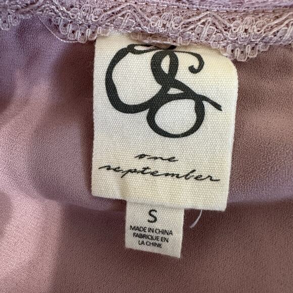 Anthropologie One September Top Small Dusty Rose Lace Feather Boho Mixed Thermal - Picture 12 of 16